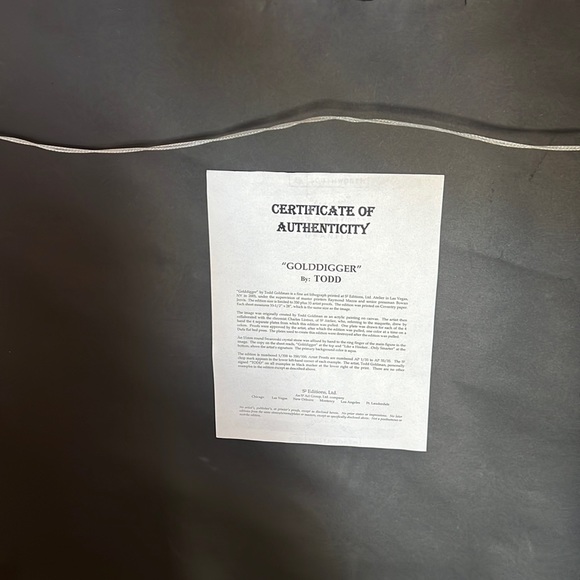 Todd Goldman Signed "Gold Digger" Lith. $1,100 Val beautifully framed #62 of 350 - Picture 2 of 2